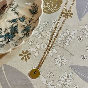 Letter P Gold Initial Pendant Necklace